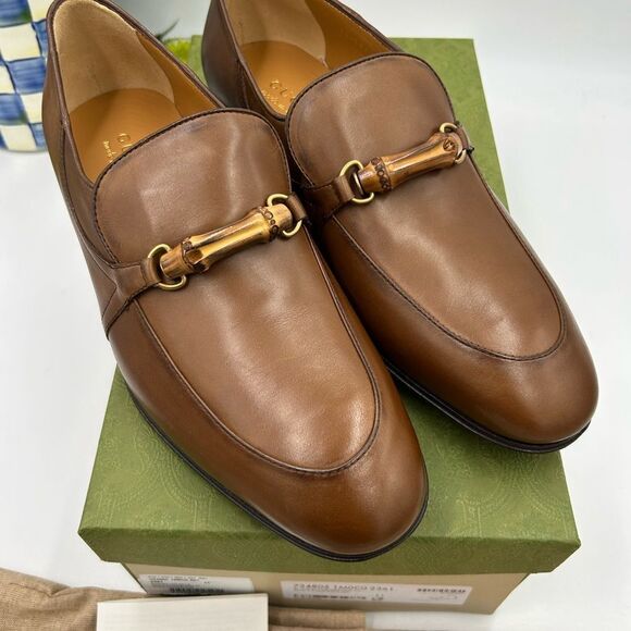 Men’s Gucci, bamboo horse bit leather loafers size 11 fits 11.5 US made in Italy - Picture 2 of 11